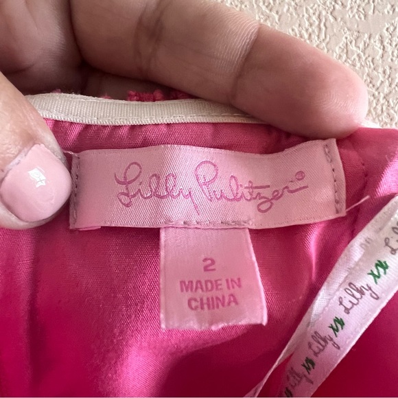 Lilly Pulitzer Bowen Strapless Pink Eyelet Dress Size 2 - Picture 7 of 8